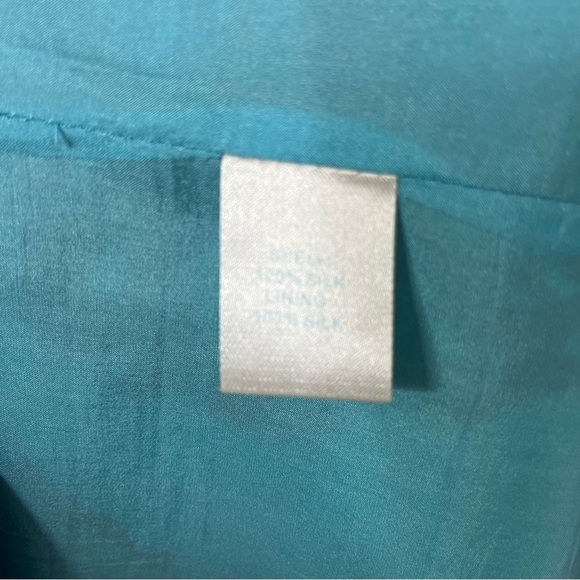 Lilly Pulitzer Turquoise Blue Sand Piper Silk Shift Dress Size 10 Puff Sleeves - Picture 6 of 8